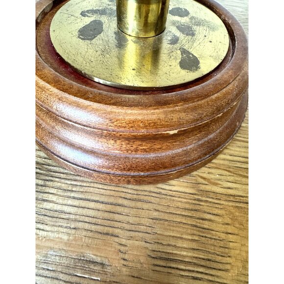 Vintage Hurricane Candle Holder With Brass Base & Glass Shade  8" Tall - Picture 3 of 10